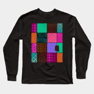 Colorful Patchwork Design With Sewing Long Sleeve T-Shirt